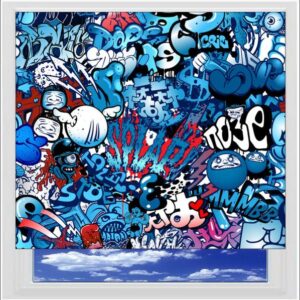 Graffiti Blue Digitally Printed Photo Roller Blind